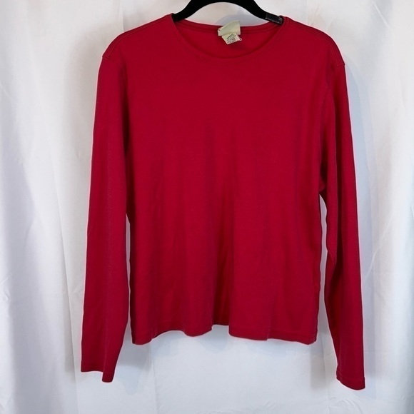 L.L. Bean Shirt Crewneck Solid Pullover Long Sleeve Semi Cropped Basics Top - Picture 1 of 9